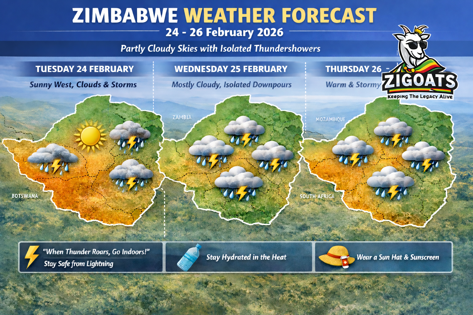 Zimbabwe Weather Update: Partly Cloudy Skies With Isolated Thundershowers