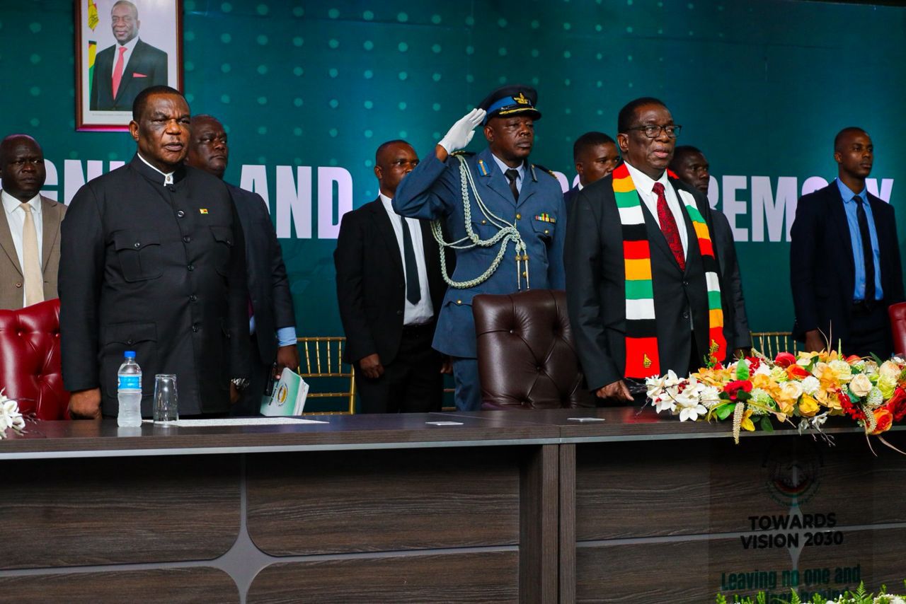President Emmerson Mnangagwa presides over zimbabwe Minister Performance contracts signing.