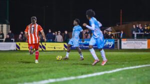 Warriors Prospect CJ Nyakuhwa playing for Tamworth 