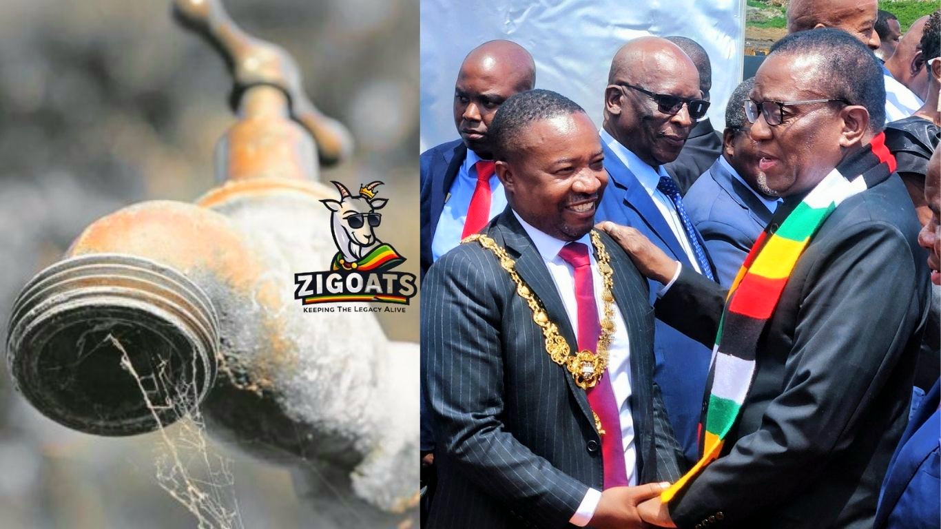 Harare Mayor Jacob Mafume chats with president Emmerson Mnangagwa. Dry tap