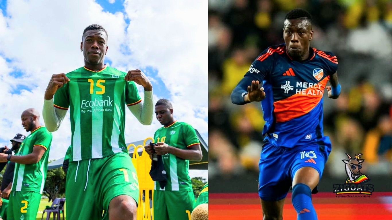 Teenage Hadebe in Zimbabwe Warriors jersey and Cincinnati jersey.