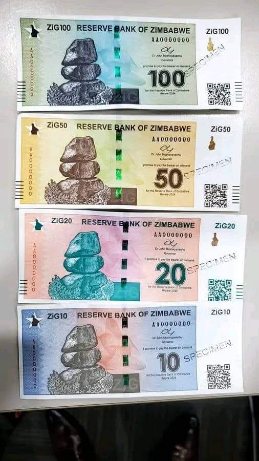 Reserve Bank of Zimbabwe Governor Dr John Mushayavanhu unveils the new Big 5 ZiG banknotes as upgraded notes begin nationwide circulation to improve cash availability and strengthen confidence in the domestic currency.