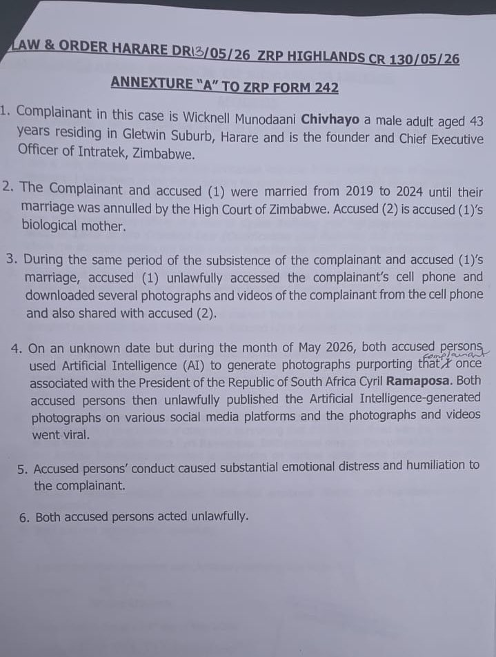 Sonja Madzikanda charge sheet