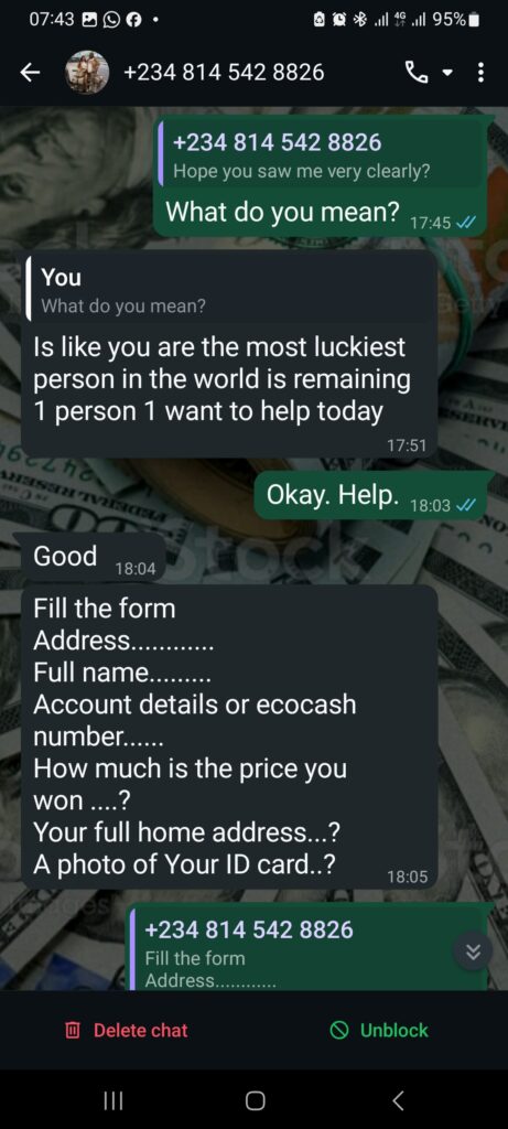 Suspected scammers phishing