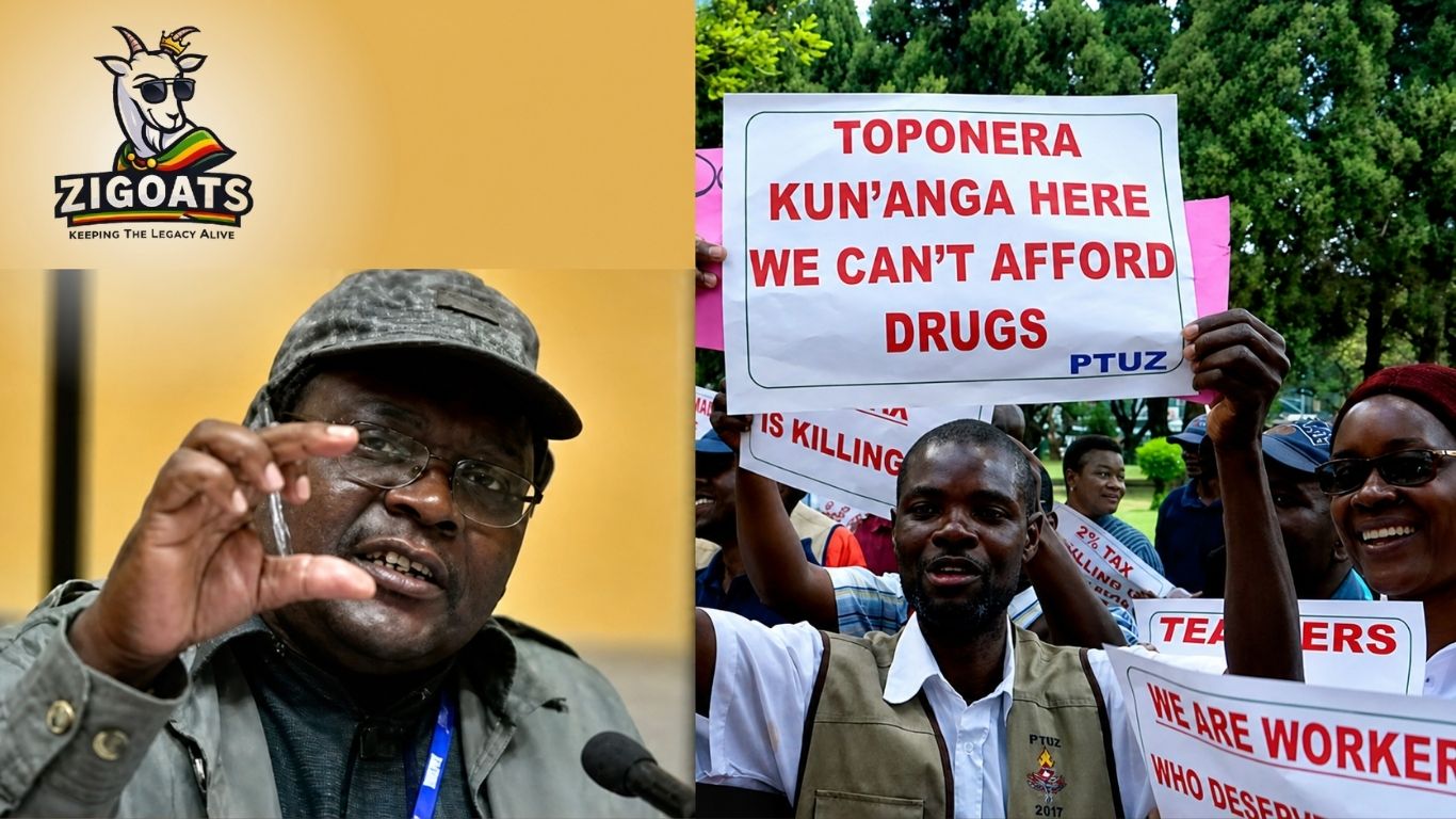 Teachers holding placards during Workers’ Day protests in Zimbabwe, demanding higher pay and improved working conditions